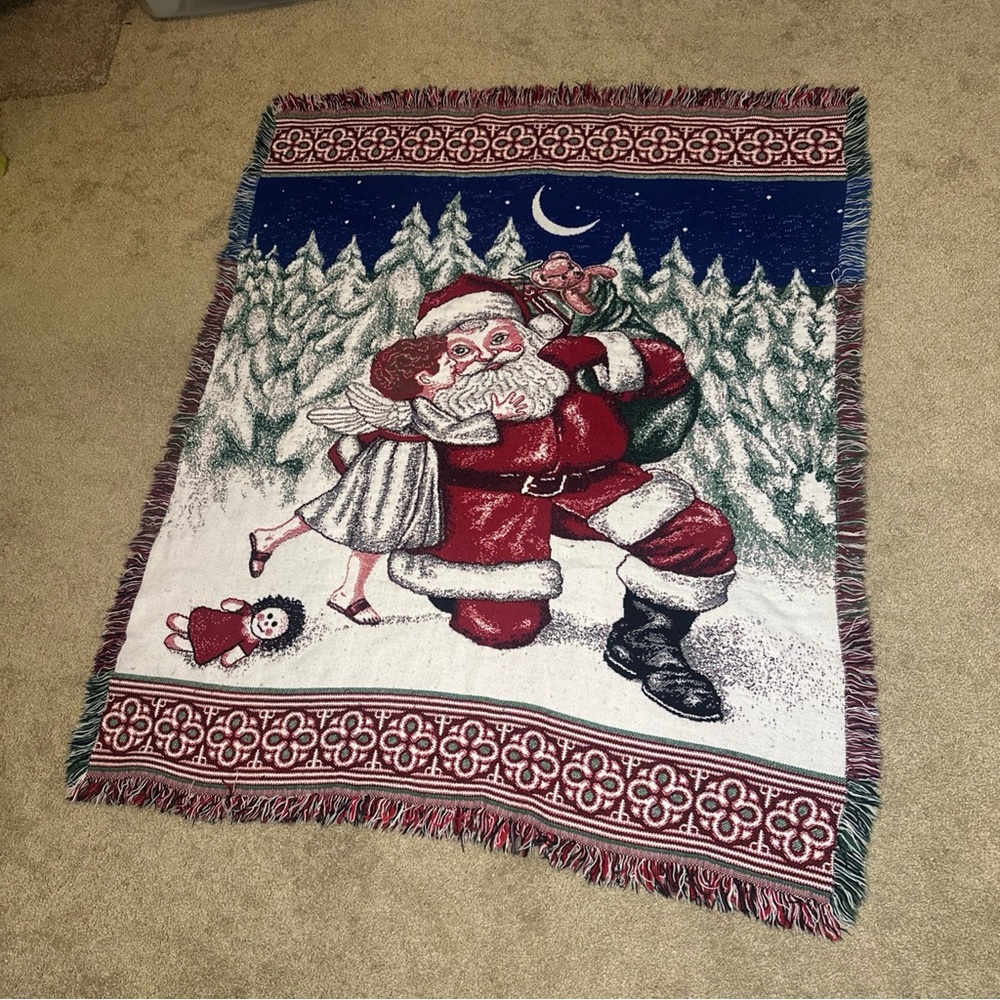 Santa and Angel Holiday Throw Blanket